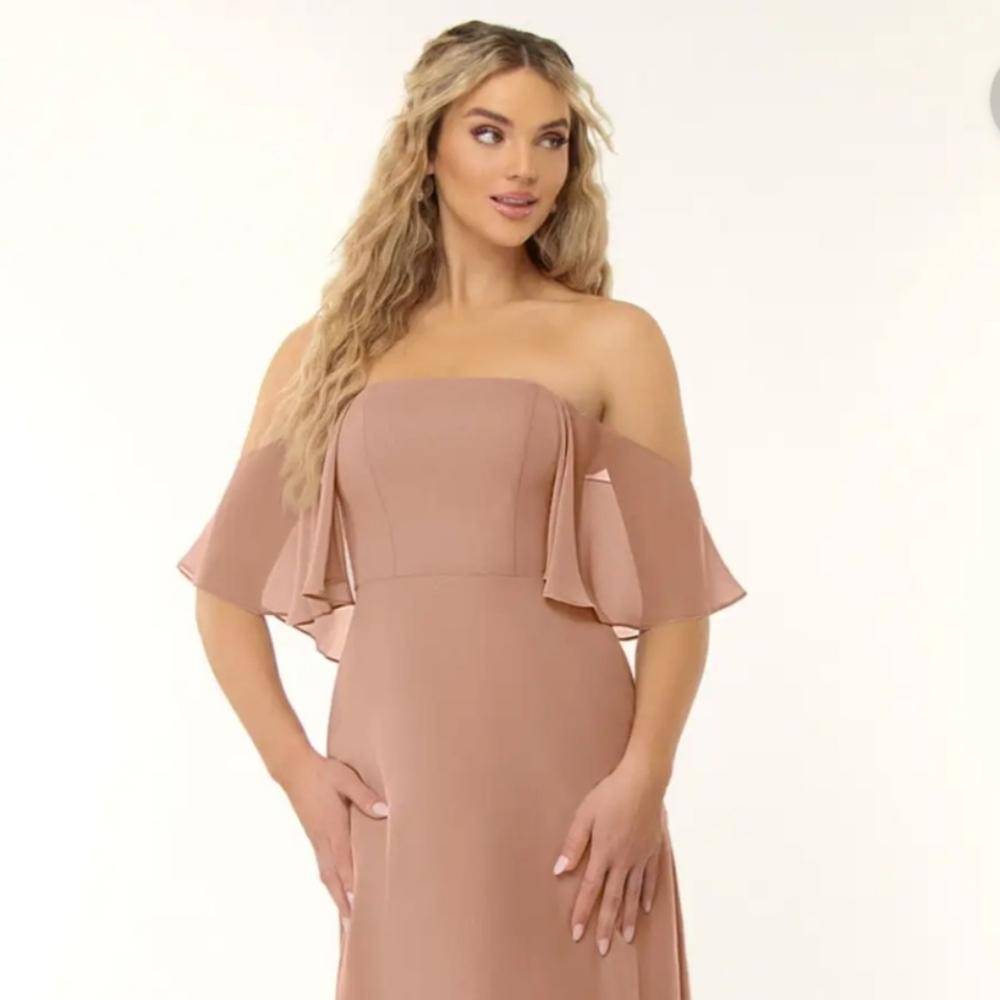 Bridesmaid dress size 8 champagne rose color azazie